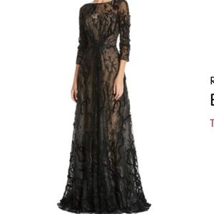 COPY - Rene Ruiz Embroidered Illusion Ball Gown in Navy Sz 14 (Sz 10 perhaps se…